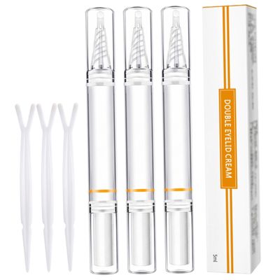 3PCS Double Eyelid Glue, Invisible Creamy Eyelid Lift Formula with Applicator Tool for Hooded Eyes, Single & Inner Double Lids.