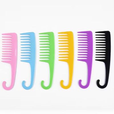 6-Pack Wide Tooth Comb with Hook for Curly & Thick Hair - Wet Detangling Shower Comb for Smooth, Snag-Free Grooming