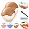Portable 3-Layer Hair Shaver with Rotating Cover, Compact Travel Rotary Razor for Women, Triple Blade Grooming Tool with Smooth Moisture Strip, Wet Dry Mini Razor for Legs Underarms Face (Brown,2PCS) view 1