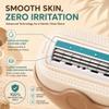 Portable 3-Layer Hair Shaver with Rotating Cover, Compact Travel Rotary Razor for Women, Triple Blade Grooming Tool with Smooth Moisture Strip, Wet Dry Mini Razor for Legs Underarms Face (Brown,2PCS) view 2