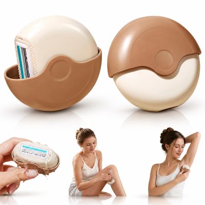 Portable 3-Layer Hair Shaver with Rotating Cover Personal Razors for Women, Wet & Dry Compact Razor for Legs, Face and Underarms (2 PCS)