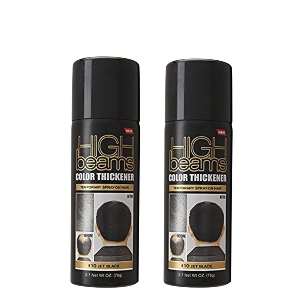 (VALUE PACK OF 2) HIGH BEAM COLOR THICKENER TEMPORARY SPRAY-ON HAIR 2.7oz #10 JET BLACK