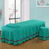 Massage Table Bed Skirt with Hole Solid Color Quilted Spa Massage Table Cover 2-Piece Set Soft Breathable Salon Pleated Bedskirt with Phone Pocket Washable for Beauty (Green/a,80 * 190cm(S)) view 1