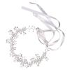 YHomU Rhinestone Leaf Bridal Headdress, Silver Wedding Hair Accessories, Garland Headwear with Faux Pearls, Bride Hair Piece view 1