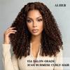 ALHER Color #4 Brown Burmese Curly Bundle with 4x4 Closure 18 20 22+18 Inch view 2