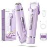 Bikini Trimmer for Women, Painless Electric Shaver & Razor for Sensitive Skin with Ceramic Blade, Cordless Pubic Hair Trimmer with LED Light for Bikini Area Legs Underarm, Purple view 1