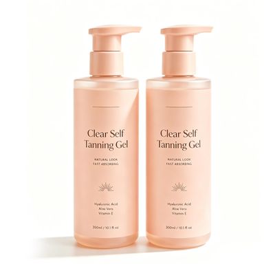 Clear Self Tanning Gel for Face & Body, Lightweight Hydrating Formula, Sunless Tanning Gel, Quick-Drying, Streak-Free, Suitable for All Skin Types (2, 1)