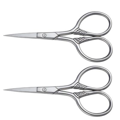 Lurrose 2pcs Beard Mustache Scissors for Men Professional Trimming Tool with Pointed Tip | Stainless Steel Shears for Barber Facial Hair Cutting (Silver)