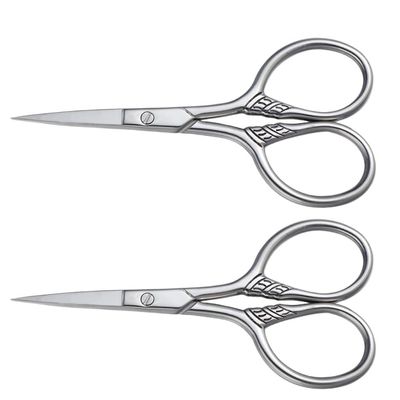 Toddmomy 2pcs Mustache & Beard Scissors Professional Men Facial Hair Grooming Shears - Stainless Steel Trimming Tool with Pointed Head for Women Eyebrow Eyelash