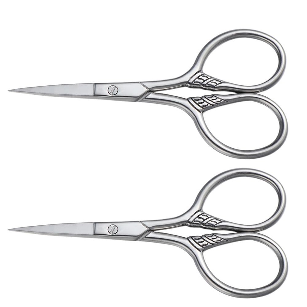 Toddmomy 2pcs Mustache & Beard Scissors Professional Men Facial Hair Grooming Shears - Stainless Steel Trimming Tool with Pointed Head for Women Eyebrow Eyelash