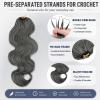 Salt and Pepper Body Wave Crochet Human Hair 12 Inch White Grey Feather Hair Extensions Miracle Knots 50 Strands Pre Separated Soft Lightweight Beginner Friendly Reusable Crochet Hair for Black Women view 2
