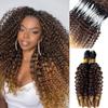 Micro Pre Looped Crochet Human Hair 20 Inch Burmese Curly Feather Invisible Human Crochet Hair Bundle Pre Separated Knotless Ombre Honey Blonde Corchet Human Hair Extensions for Braiding 50G view 1