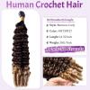 Micro Pre Looped Crochet Human Hair 20 Inch Burmese Curly Feather Invisible Human Crochet Hair Bundle Pre Separated Knotless Ombre Honey Blonde Corchet Human Hair Extensions for Braiding 50G view 2