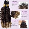 Micro Pre Looped Crochet Human Hair 20 Inch Burmese Curly Feather Invisible Human Crochet Hair Bundle Pre Separated Knotless Ombre Honey Blonde Corchet Human Hair Extensions for Braiding 50G view 3