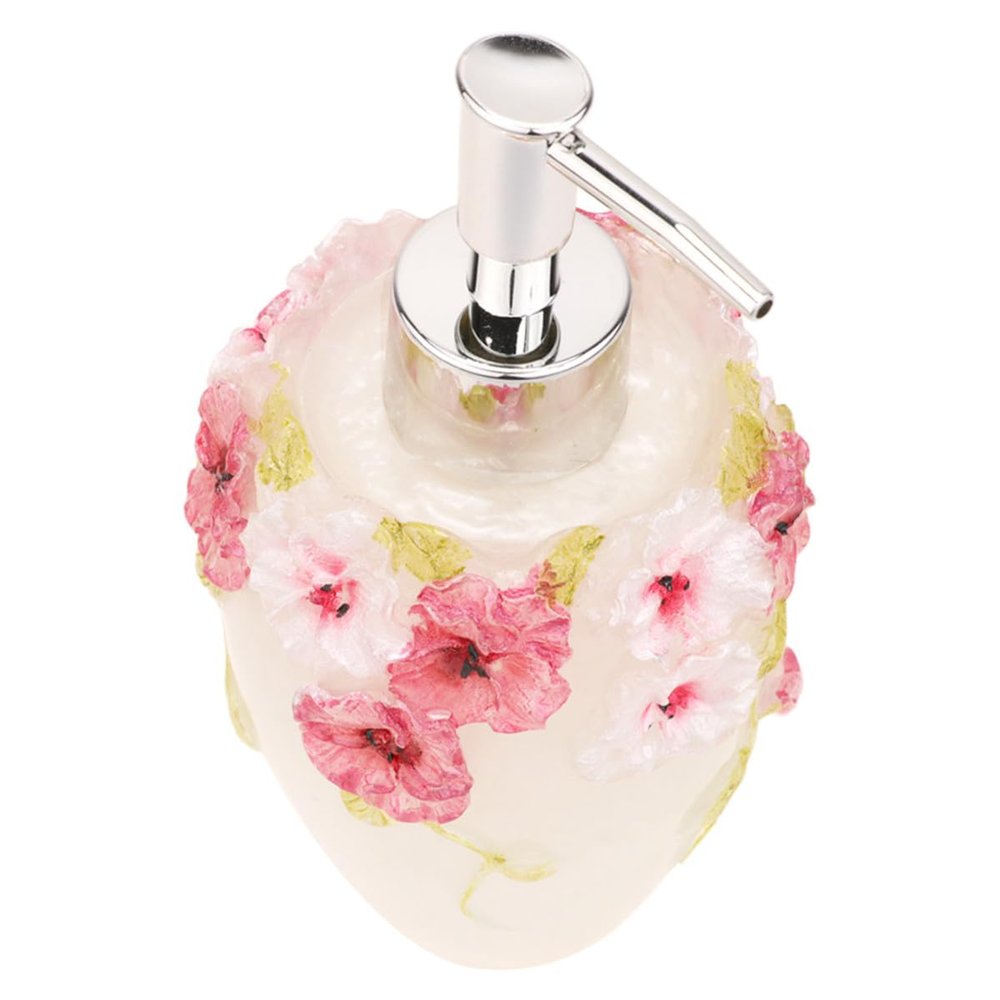 COLLBATH 300ml European Style Refillable Squeeze Bottle with Elegant Light Green Leaves Design, Portable Resin Dispenser for Shampoo and Lotion, for Home and Travel Use