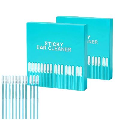 Earwax Removal Sticky Cotton Swab, Reusable Spiral Ear Spoon Tool (Small Size,Two boxes48 Pieces)