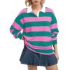 Striped Collared Long Sleeve Shirts for Women Loose Fit Casual Fall Daily view 1