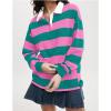 Striped Collared Long Sleeve Shirts for Women Loose Fit Casual Fall Daily view 2
