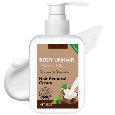 Body & Facial Hair Removal Cream, Coconut Oil Facial Hair Removal Cream, Painless Depilatory Cream for Sensitive Skin with Coconut Oil & Plant Mint, Mild and Non-irritating (1pcs)