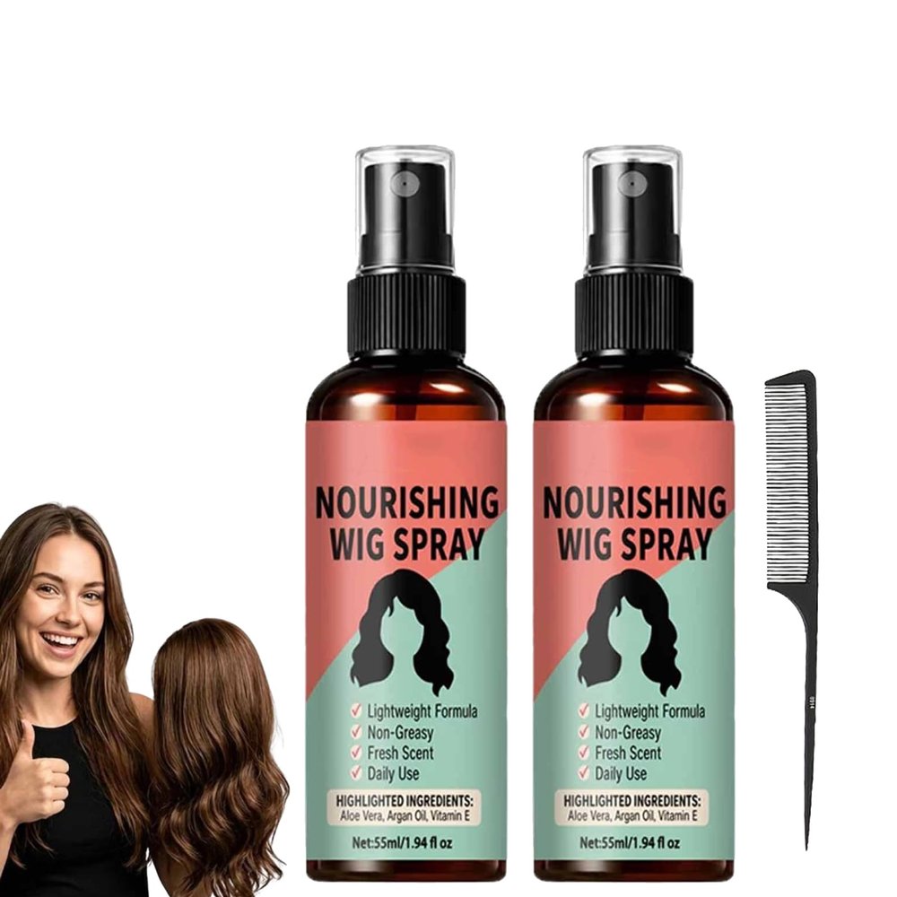 Frizz Control Wig Spray - Lightweight &nourishing, Lightweight No-Rinse Nourishing Wig Spray, Synthetic WigSpray, WigStraightening & SmoothingSpray, Non-greasy (2pcs)