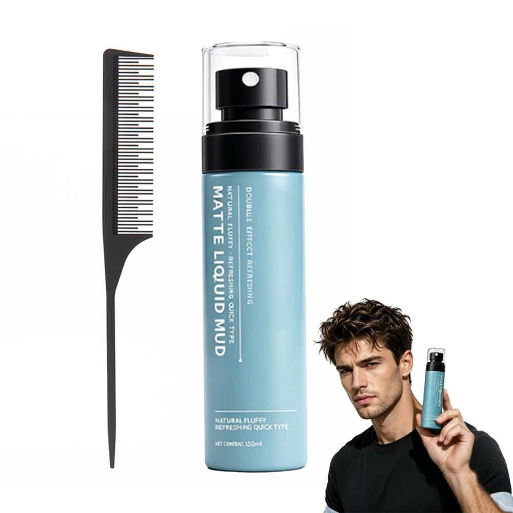 GosBio Men's Quick-Dry Matte Styling Mud Spray, Extra Strong Hold, Hair Styling Spray for Natural Texture & Matte Finish, Sea Salt Infused, Refreshing & Non-Greasy - 150ml