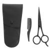 BETOOKY 3pcs Beard Shears and Mustache Comb Set with Stainless Steel Trimming Scissors and Pu Leather Storage Bag Anti-rust Grooming Kit for Men Beard Eyebrow Nose Hair for Barbershops view 1