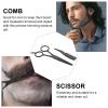 BETOOKY 3pcs Beard Shears and Mustache Comb Set with Stainless Steel Trimming Scissors and Pu Leather Storage Bag Anti-rust Grooming Kit for Men Beard Eyebrow Nose Hair for Barbershops view 3