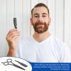 BETOOKY 3pcs Beard Shears and Mustache Comb Set with Stainless Steel Trimming Scissors and Pu Leather Storage Bag Anti-rust Grooming Kit for Men Beard Eyebrow Nose Hair for Barbershops view 4