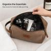CFuniq Personalized Toiletry Bag for Men, Custom Engraved Canvas Travel Bag with Leather Patch, Travel Shaving Kit Organizer, Groomsmen Gift for Him (Green) view 4