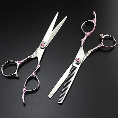 Hair Cutting Shears, 6 Inch Japan 440C Steel for Salon and Home (Pink)