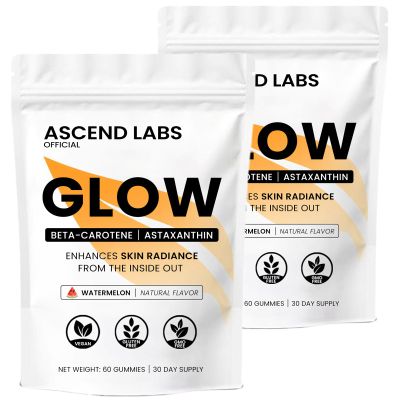 Ascend Labs Official Glow Gummies | With Beta-Carotene, Lycopene, Astaxanthin & Vitamin E | Even, Natural & Healthy Tan Without Sun - 60 Gummies (2PCS)