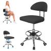 KANQIDKG Square Minimalist Swivel Stool with Wheel for Work SPA Shop Massage Height-Adjustable and Cost-Effective Rolling Stool Chair with Back Black view 1
