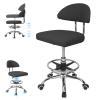 KANQIDKG Square Minimalist Swivel Stool with Wheel for Work SPA Shop Massage Height-Adjustable and Cost-Effective Rolling Stool Chair with Back Black view 2