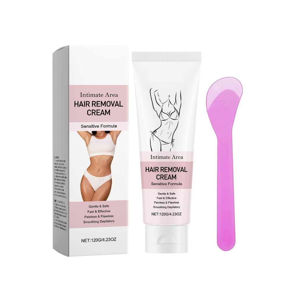 Hair Removal Cream for Women, Fast & Painless Depilatory Cream for Bikini Area Legs Arms & Underarms - Gentle Formula for Sensitive Skin - Body Hair Remover with Scraper (1, One Size)