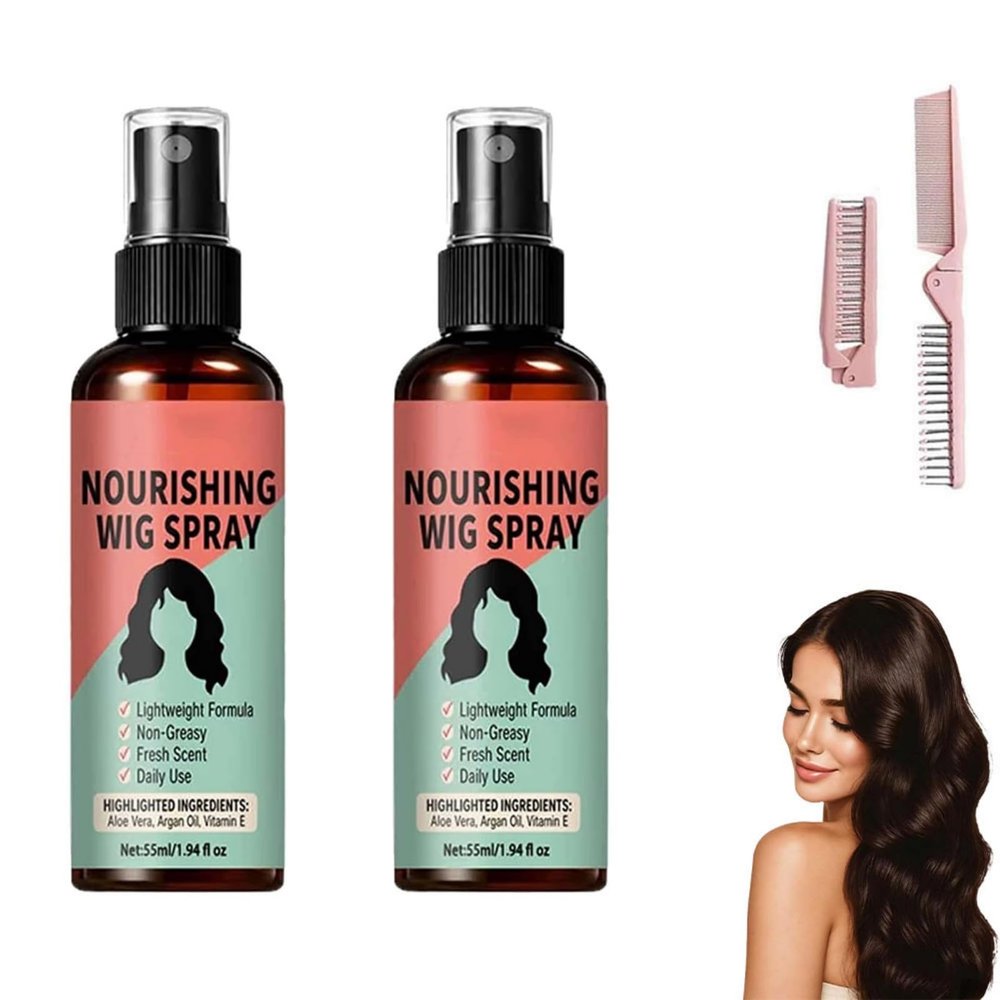 Frizz Control Wig Spray - Lightweight & Nourishing, Lightweight No-Rinse Nourishing Wig Spray, Quick-Drying, Non-greasy Formula (2)