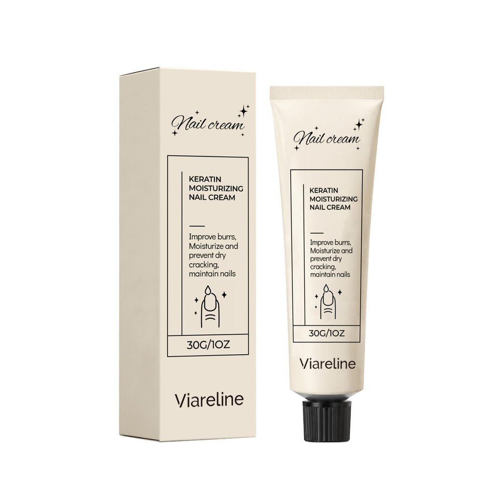 Viareline Keratin Moisturizing Nail Cream, Nourishing Cuticle & Nail Care Cream, Hydrates Dry Nails, Strengthens Brittle Nails, Fast-Absorbing Daily Treatment, 30g
