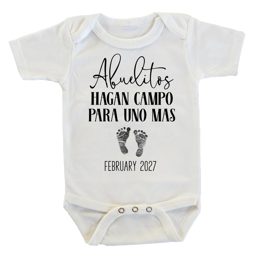 Witty and Bitty Abuelitos Hagan Campo Para Uno Mas Spanish Language Pregnancy Announcement (February 2027)