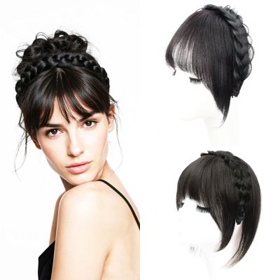 EREE HAIR 6" Human Hair Bangs Hairpiece with Headband for Women,Light Brown