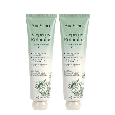 AgeVance Cyperus Rotundus Hair Removal Cream for Women, 2-in-1 Bare Basics Hair Removal Cream & Skin Moisturizer, Effective on Arms, Legs & Underarms3.52 Oz(2PCS)