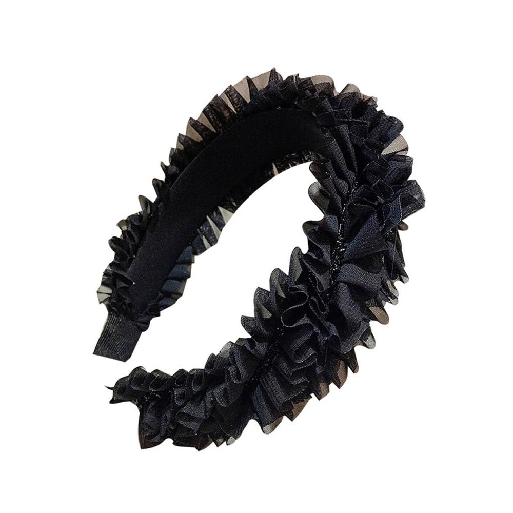 ONMYJFD Headband Pleated Netting Braid Wide Edge Bract Hair Clip Retro Decoration
