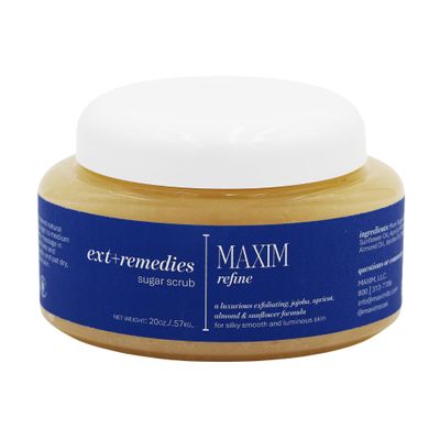 MAXIM Refine Sugar & Salt Scrub Professional-Grade Exfoliating Body Polish with Essential Oils Smooths, Softens & Renews Skin for Radiant Glow (Unscented)