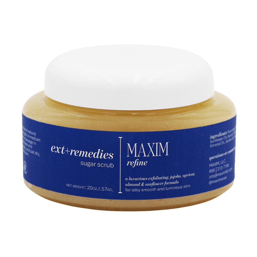 MAXIM Refine Sugar & Salt Scrub Professional-Grade Exfoliating Body Polish with Essential Oils Smooths, Softens & Renews Skin for Radiant Glow (Unscented)