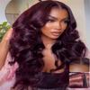 UNICE Black Cherry Body Wave Human Hair Wig, 13x4 Glueless Lace Front view 1