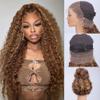 Ebarly 28 Inch Highlight Ombre Hidden Strap 360 Glueless Wigs Human Hair 360 HD Honey Blonde 4/27 Human Hair Wig With Drawstring Pre Plucked Pre Bleached 220 Density view 1