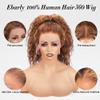 Ebarly 28 Inch Highlight Ombre Hidden Strap 360 Glueless Wigs Human Hair 360 HD Honey Blonde 4/27 Human Hair Wig With Drawstring Pre Plucked Pre Bleached 220 Density view 3