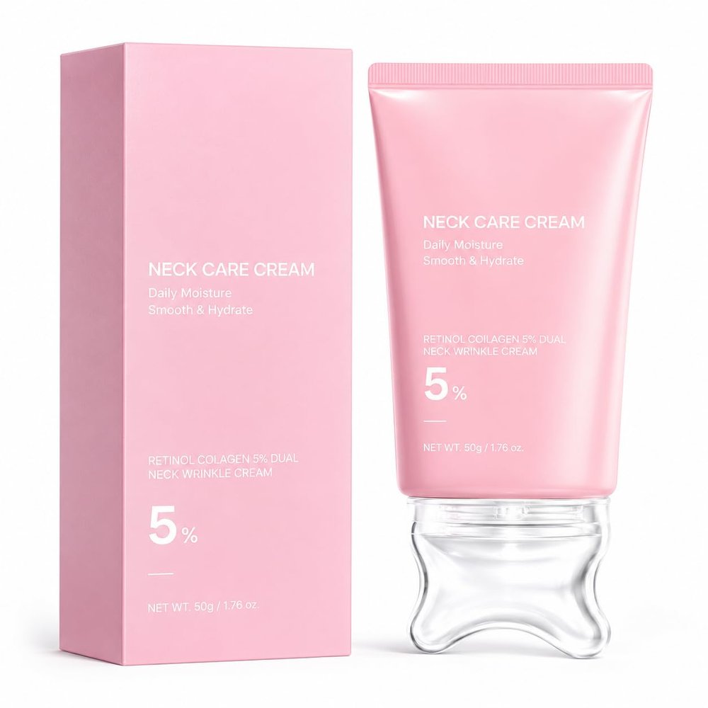 Neck Care Cream with Massage Applicator, Daily Moisture Cream (3PACK-QZLX)