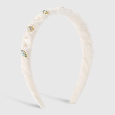 ONMYJFD Diamond set headband vintage flannel wrapped lady wind pressure