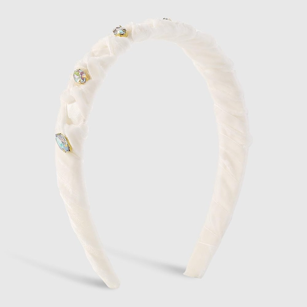 ONMYJFD Diamond set headband vintage flannel wrapped lady wind pressure