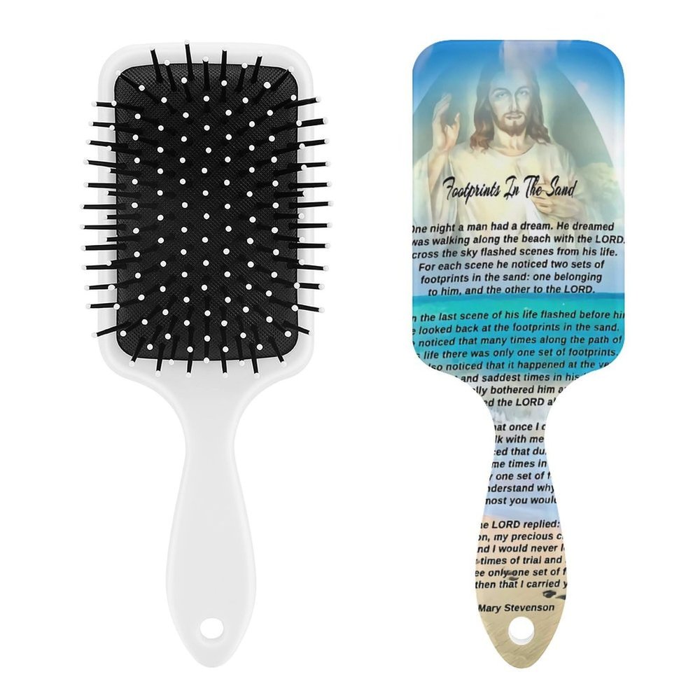 FootprintsIN THE Sand Characters Air Cushion Hair Brush With Nylon Pins, Scalp Massage for All Hair Types