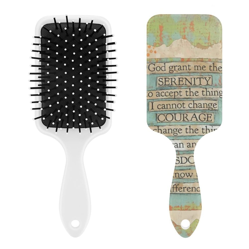 Serenity Prayer On Beach Pattern Air Cushion Hair Brush With Nylon Pins, Scalp Massage for All Hair Types